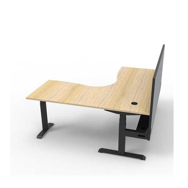 Corner Workstation 1500mm Oak and Black detail