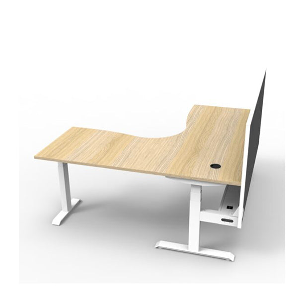 Corner Workstation 1500mm Oak and White detail
