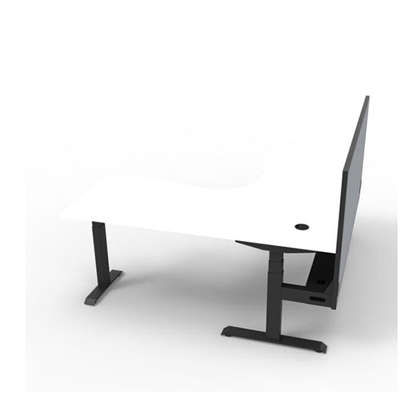 Corner Workstation 1500mm White and Black detail
