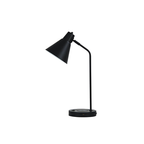 Oriel Desk Lamp with USB and Wireless Charging, Black