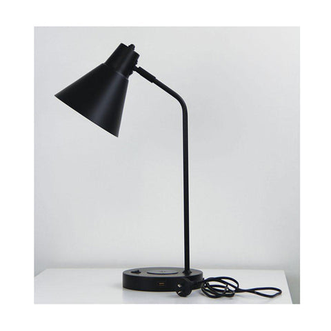 Oriel Desk Lamp with USB and Wireless Charging, Black