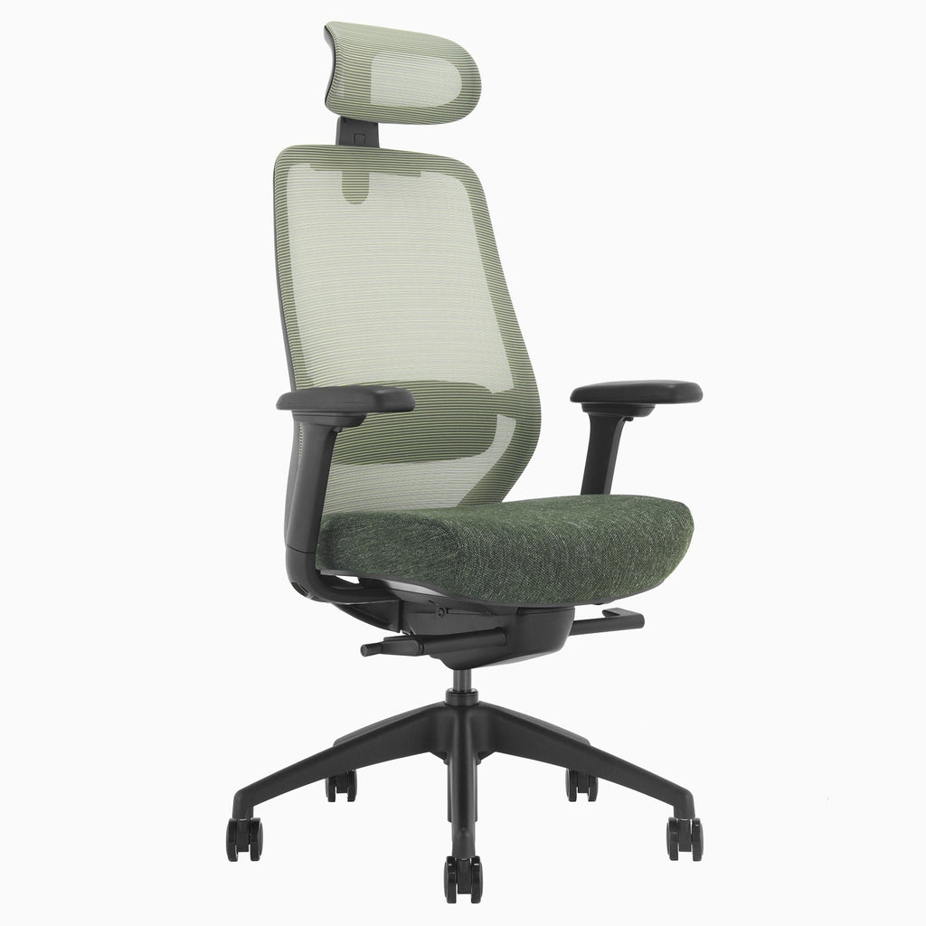 Desky CoilFlex Office Chair in Dark Green with headrest