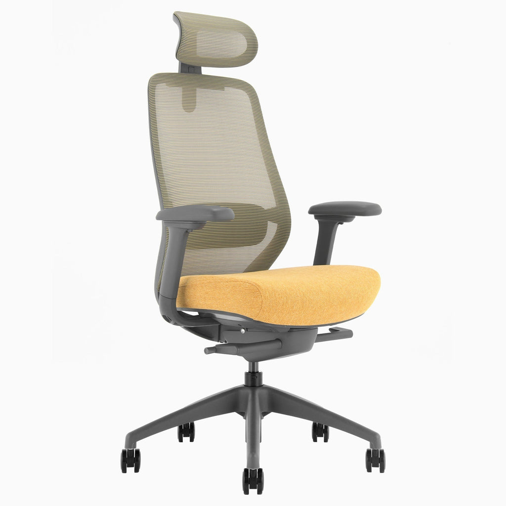 Desky CoilFlex Office Chair in Yellow with headrest