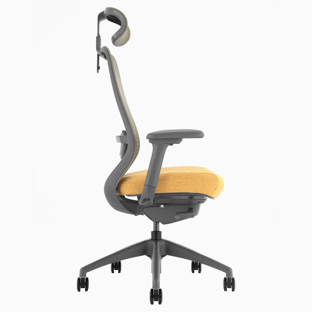 Desky CoilFlex Office Chair Yellow headrest side
