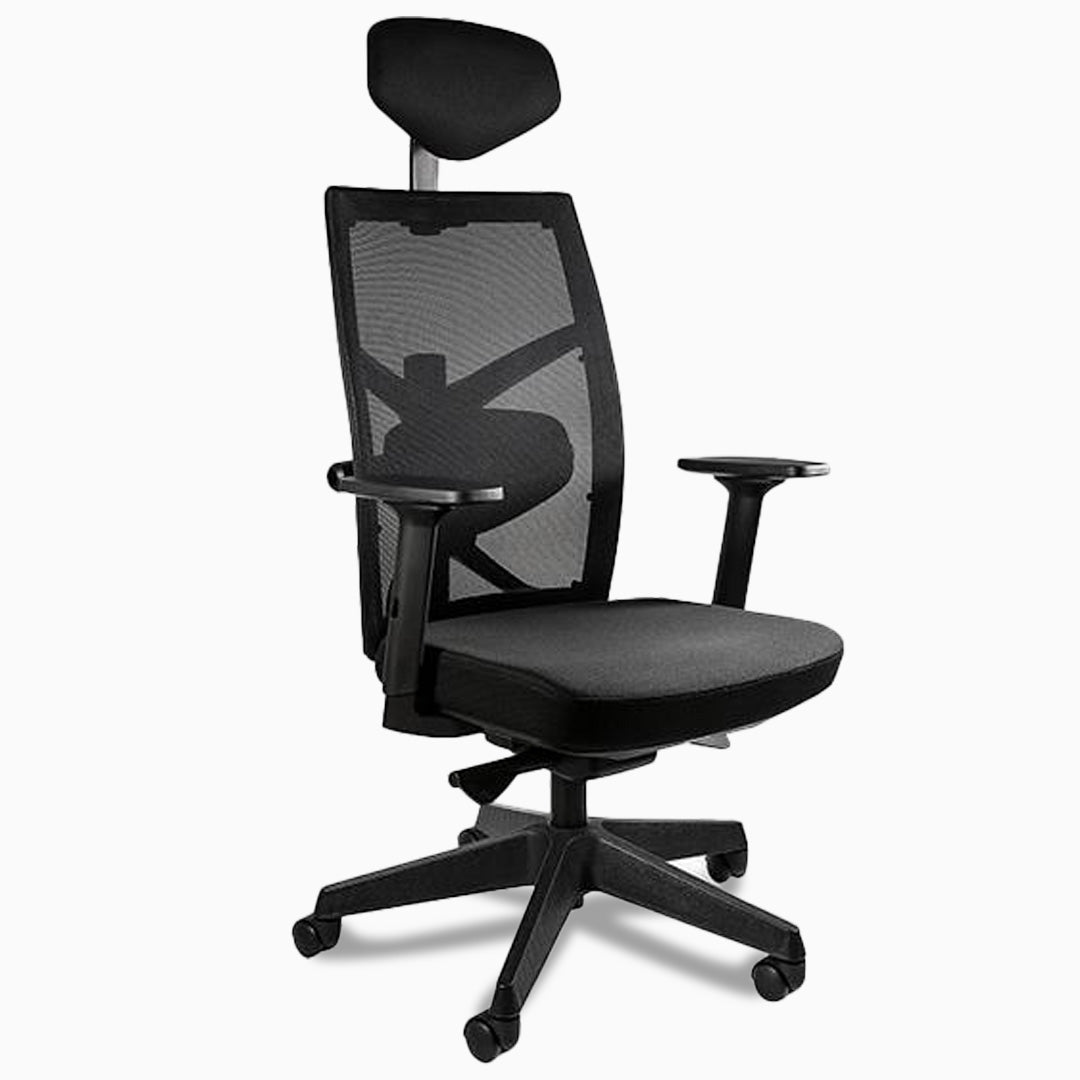 Desky Elite Ergonomic Chair in Black with headrest