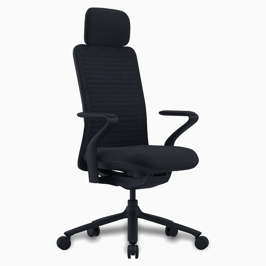 Desky Pro Ergonomic Mesh Chair in Midnight Black with headrest