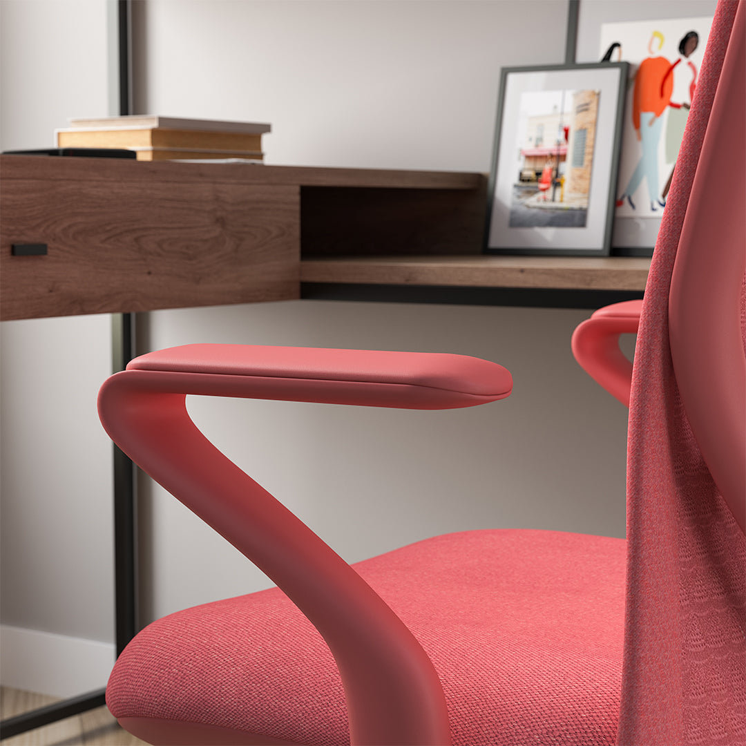 Padded armrest office chair detail