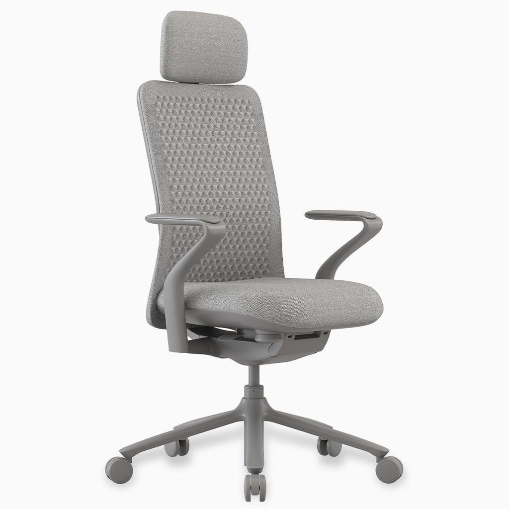 Desky Pro Ergonomic Mesh Chair in Lunar Grey with headrest