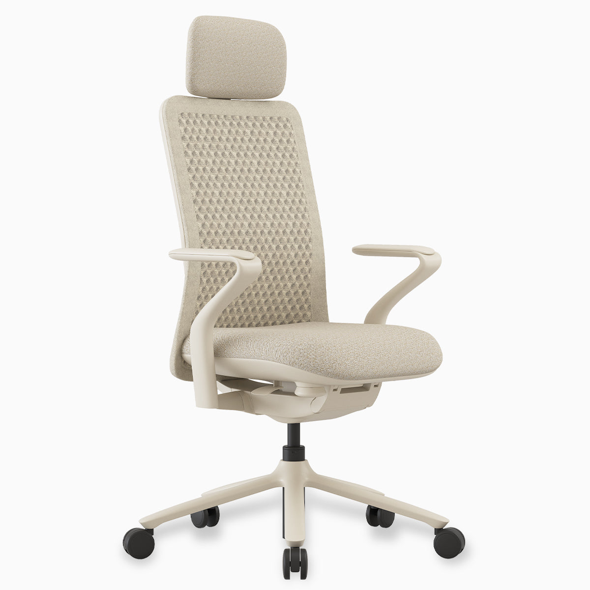 Desky Pro Ergonomic Mesh Chair in Wheat with headrest