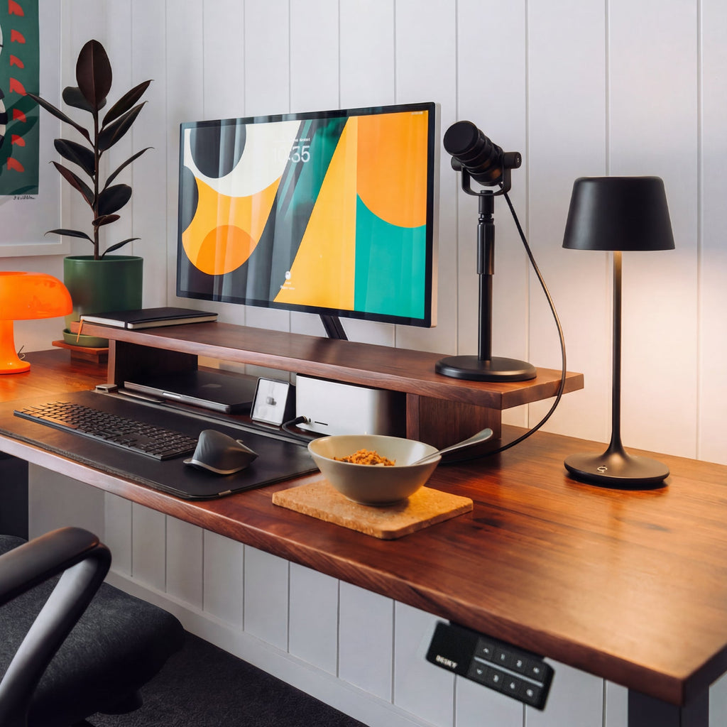 Desky Silhouette cordless desk lamp illuminated