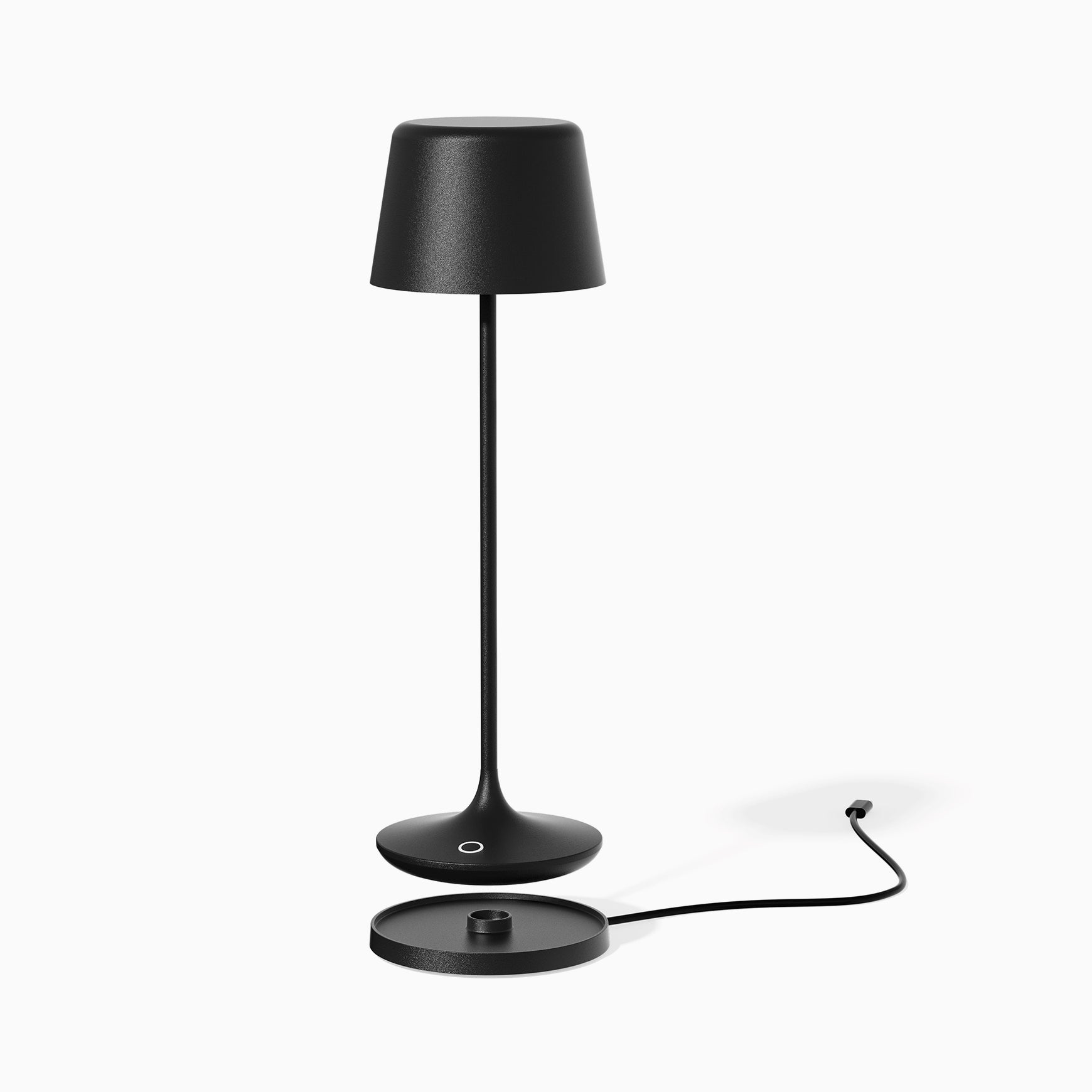 Desky Silhouette Cordless Desk Lamp Black with charging dock