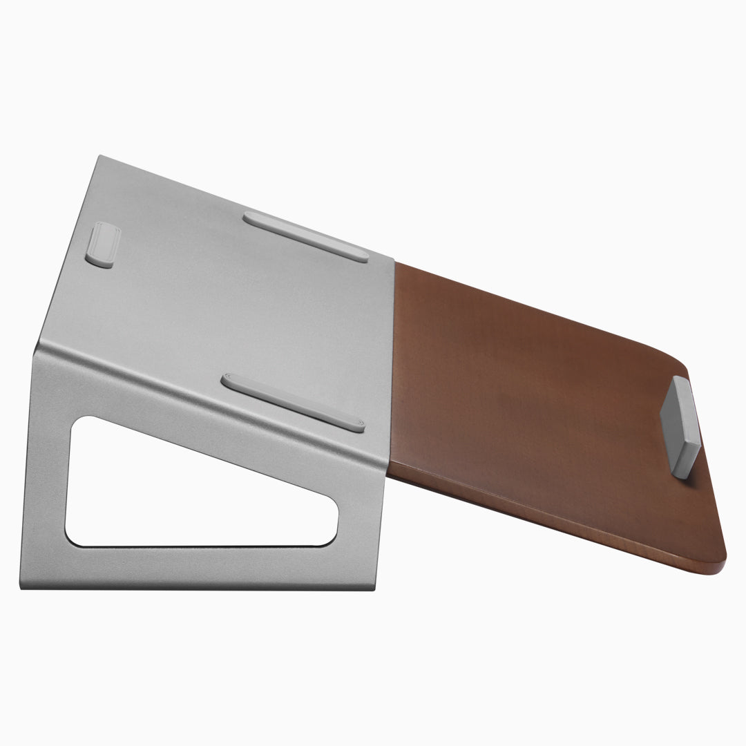 Desky Wooden Laptop Stand side angle showing incline