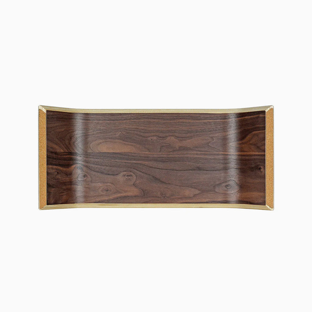 Desky Wooden Monitor Riser Walnut showing storage clearance