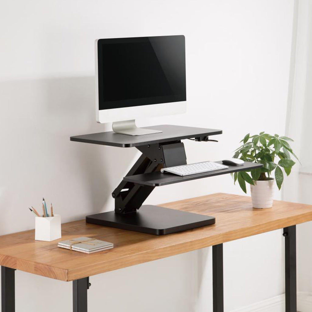 Desky Zero sit stand desk converter with keyboard tray