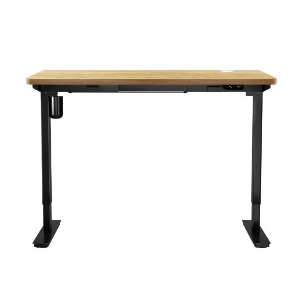 Oikiture Single Motor Standing Desk 150cm Black and Oak