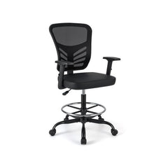 Height Adjustable Swivel Task Drafting Chair with Adjustable Armrests