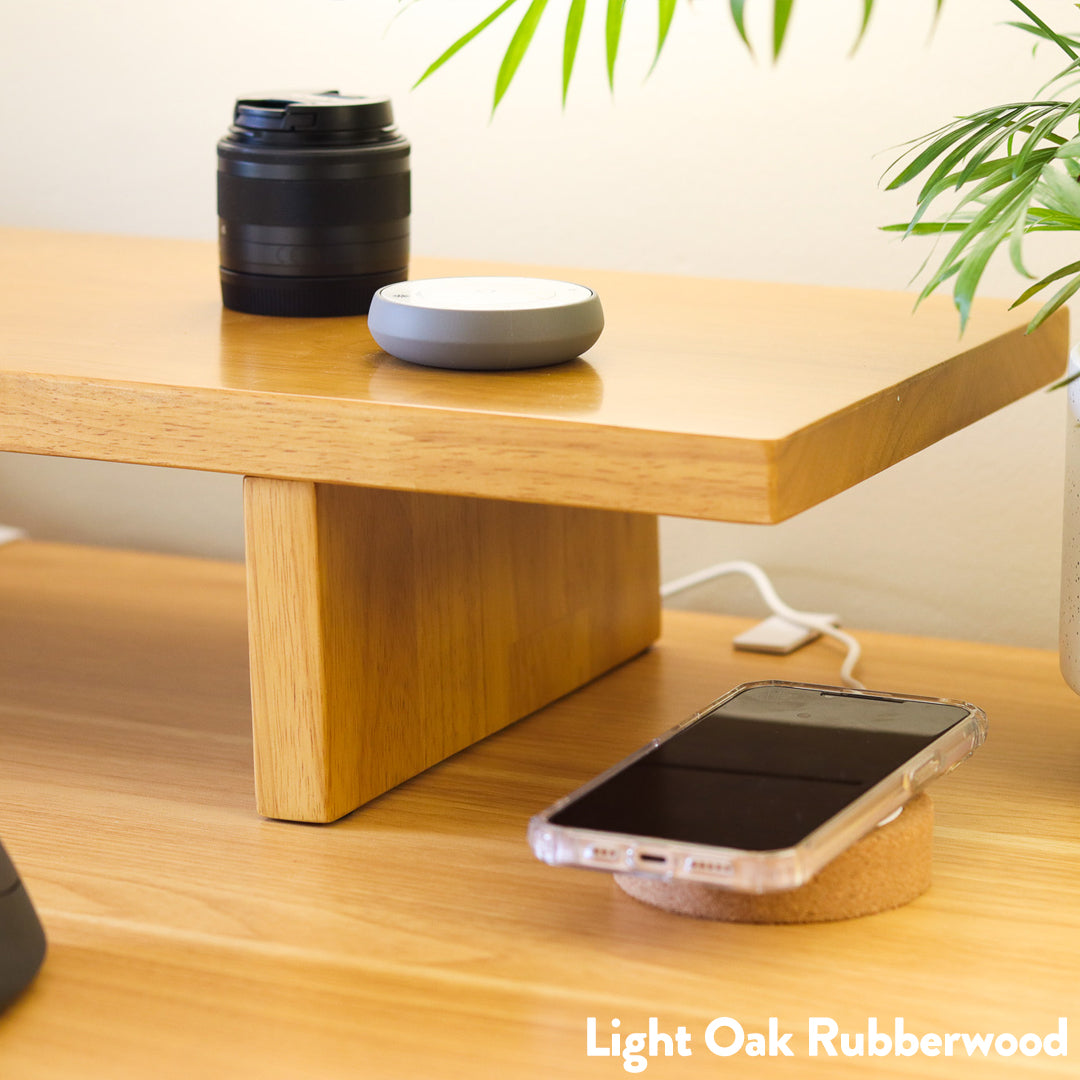 Desky Monitor Stand Light Oak Rubberwood