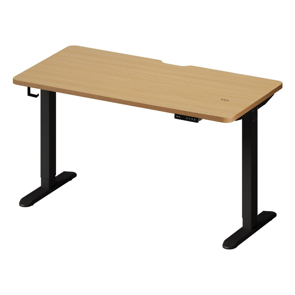 Oikiture Wireless Charging Standing Desk 140cm in Black and Oak