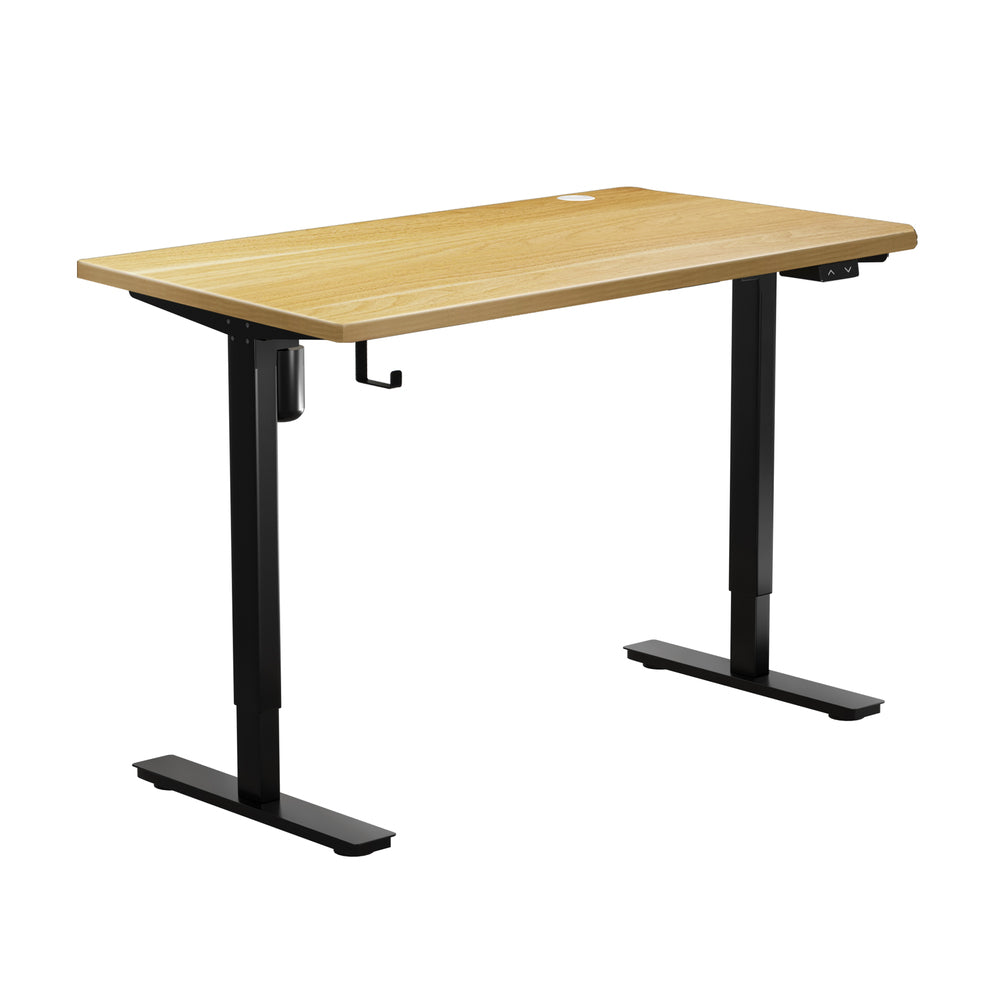 Oikiture Single Motor Standing Desk 140cm in Black and Oak