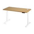 Oikiture Single Motor Standing Desk 160cm White Frame in Oak