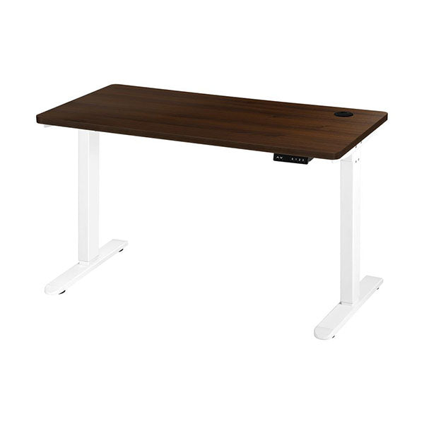 Oikiture Single Motor Standing Desk 160cm White Frame in Walnut