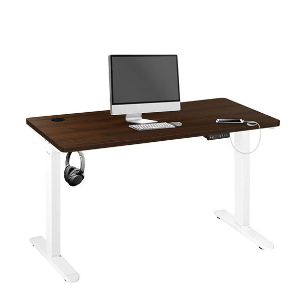 Oikiture Single Motor Standing Desk 160cm White Frame side view