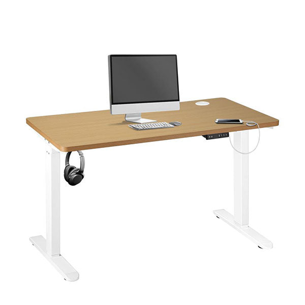 Oikiture Single Motor Standing Desk 160cm White Frame feet
