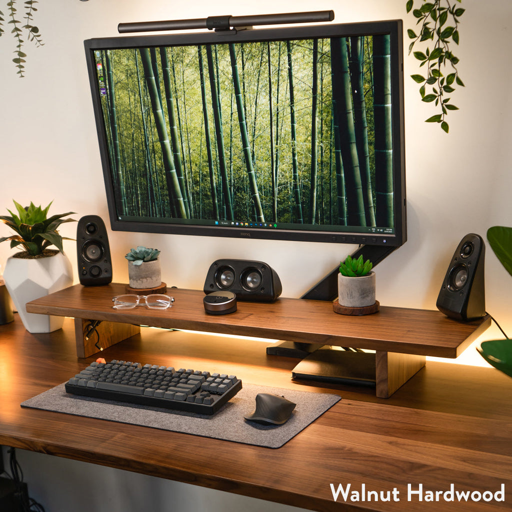 Desky Monitor Stand Walnut Hardwood detail
