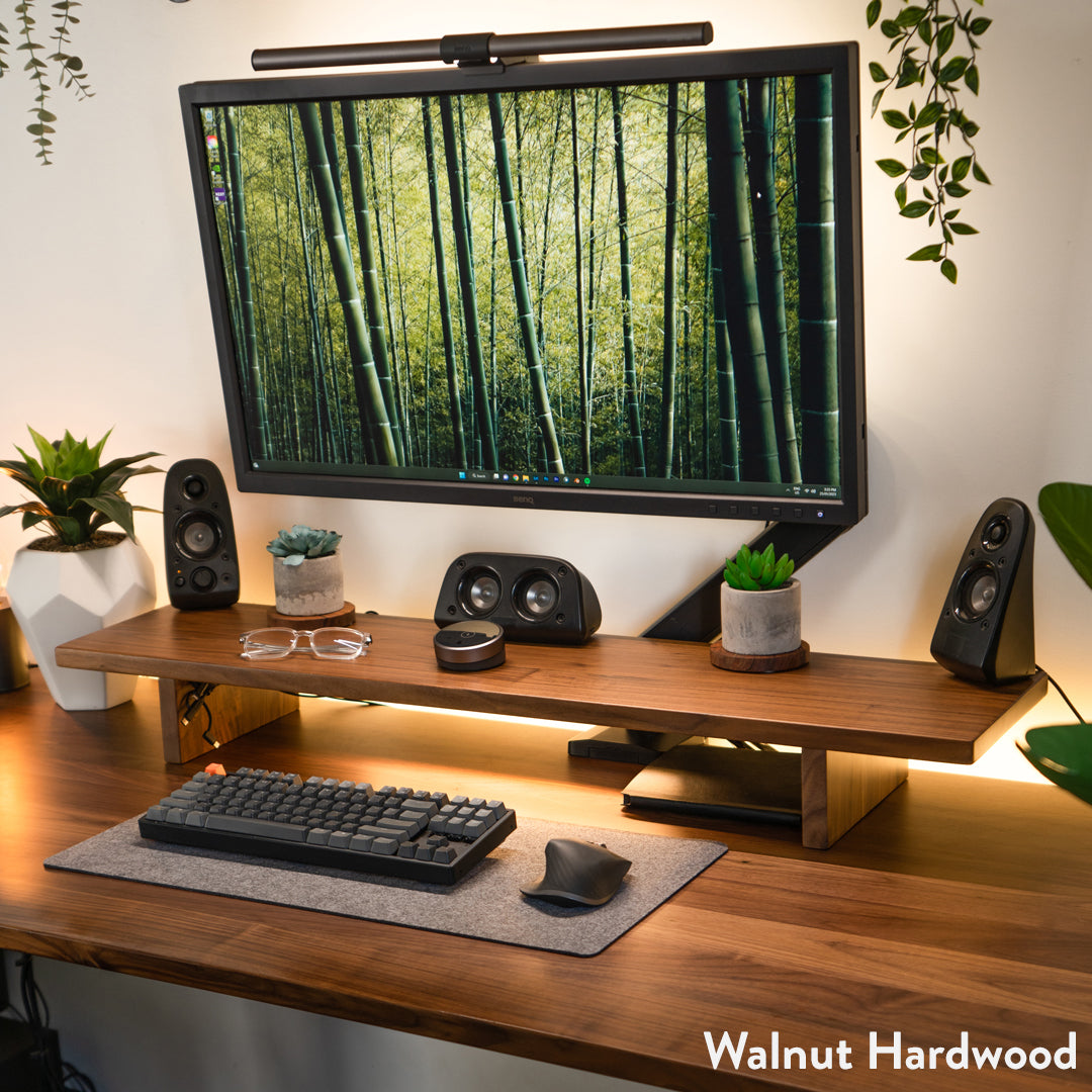 Desky Monitor Stand Walnut Hardwood detail